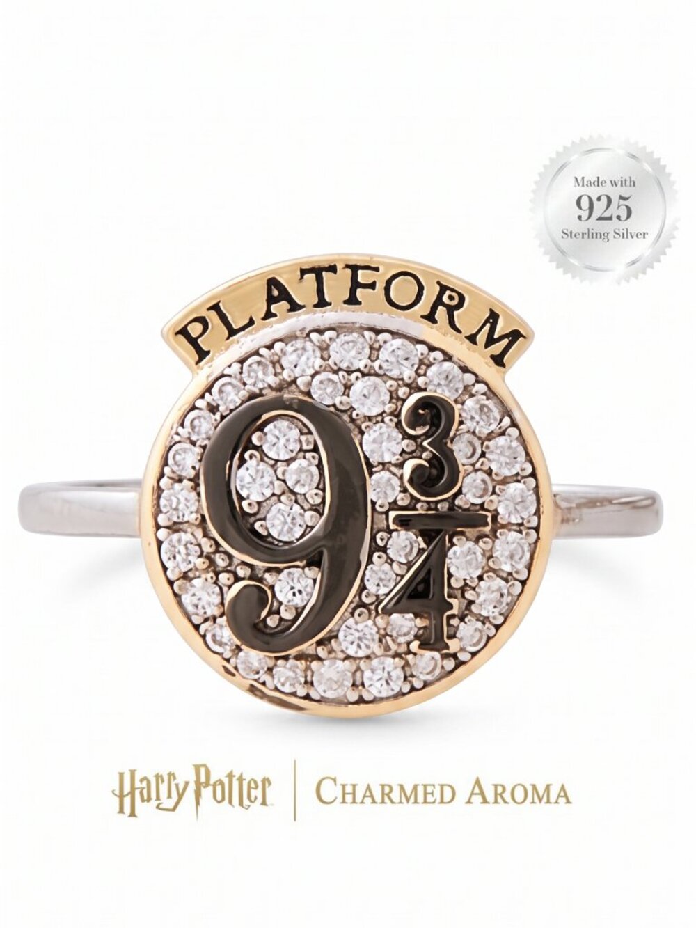 Official Harry Potter Platform 9 3/4 Ring, 925 Sterling Silver Charmed Aroma